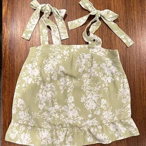 Hippie Rose Green and White Textured Top